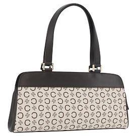 Céline Borsa a mano in tela Macadam C di CELINE bianca e oro Auth ep13890A