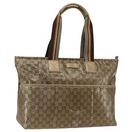 Borsa Tote GG Cristal GUCCI in tela rivestita beige 155524 Auth LNZ771