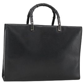 Borsa Tote in Pelle Gucci Bamboo Nera Argento 002 1034 3444 Auth ka3425