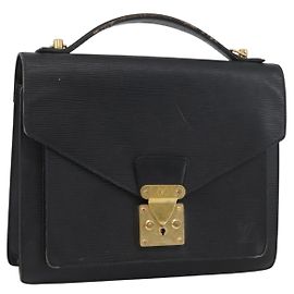 LOUIS VUITTON Borsa a Mano Epi Monceau 28 Nera M52122 LV Auth ka3386