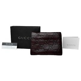 Portacarte in pelle monogramma Gucci vintage marrone
