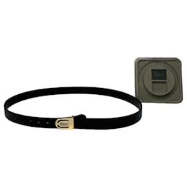 Set di cintura in pelle reversibile vintage Dior nera e marrone