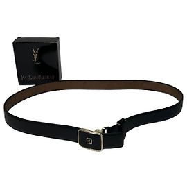 Vintage Yves Saint Laurent Schlangenprägung Leder Gürtel Schwarz