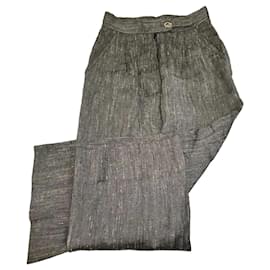 Pantalones de lana vintage Dior M Gris Marrón