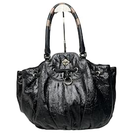 Borsa a mano vintage in pelle verniciata Emilio Pucci nera