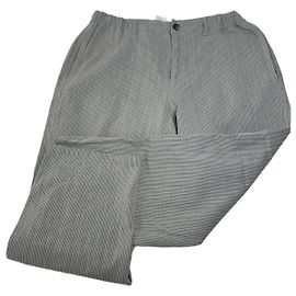Pantalones de lana a rayas grises y blancas Issey Miyake vintage M