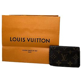 Tarjetero de cuero monograma Louis Vuitton vintage marrón