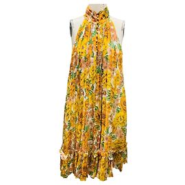 Kurzes Halterkleid mit buntem Sonnenblumenmuster in Gelb von Zimmermann