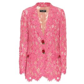 Blazer Dolce & Gabbana de encaje rosa con detalles florales