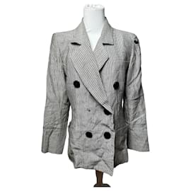 Blazer de lana vintage Yves Saint Laurent / Abrigo corto gris negro M