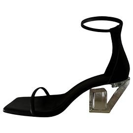 Schwarze Rick Owens Sandalen mit transparentem Absatz