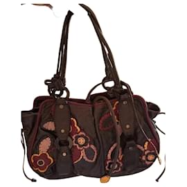 Jamin Puech Handtasche Dunkelgrünes Metallic Leder Blumenmuster