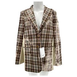 Autre Marque Chaqueta de cuadros ELLEME de algodón marrón Talla 38