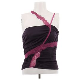 Autre Marque Top melanzana con pizzo viola
