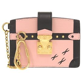 Estuche para tarjetas de cuero Epi Louis Vuitton en Rose Ballerine