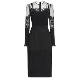 Vestido ajustado Dolce & Gabbana negro de jacquard y encaje