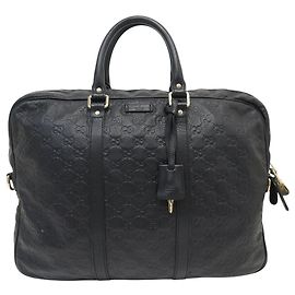 SACOLA GUCCI MALETTE GG 201480 EM COURO GUCCISSIMA PRETO