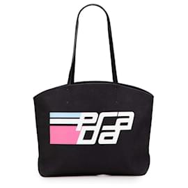 Borsa Tote Prada in tela nera e pelle