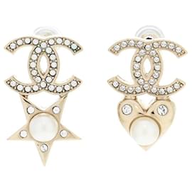 Orecchini in perle Chanel CC stella e cuore