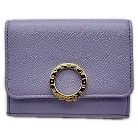 Bulgari Carteira compacta dobrável Bvlgari em couro roxo