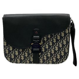 Christian Dior Oblique Jacquard Grained Calfskin Saddle A5 Pouch