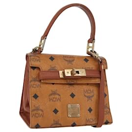 Borsa MCM Vicetos Logogram in pelle PVC 2 in 1 marrone oro Auth ARZ491