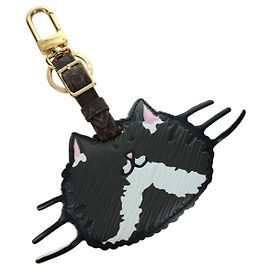 LOUIS VUITTON Catgram Porto Adresse Schlüsselanhänger Catgram Schwarz MP2282 Auth LNZ214M