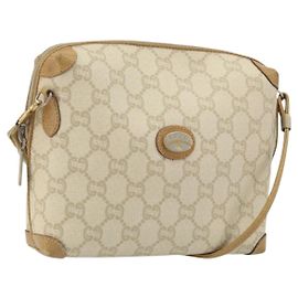 GUCCI GG Plus Supreme Schultertasche PVC Beige Gold Auth ep13904