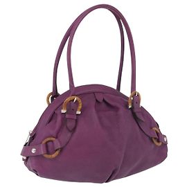 Borsa a mano in pelle Gancini Salvatore Ferragamo viola argento Auth LNZ629
