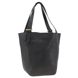Borsa Tote Coach in pelle nera e oro Auth am11015