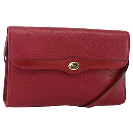 Bolsa de Ombro Christian Dior em Couro Vermelho Dourado Auth ka3309