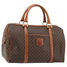 Céline Borsa a mano in tela Macadam CELINE in pelle PVC marrone oro Auth YKZ166A