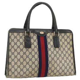 Bolsa de mão GUCCI GG Supreme Sherry Line PVC Marinho Ouro 010 378 Auth BAZ548