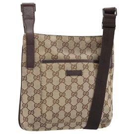 Sac à bandoulière GG Canvas Gucci Beige Argent 122793 Auth LNZ763