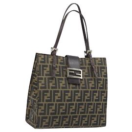 Borsa a mano Mamma Baguette in tela Zucca FENDI marrone nero Auth BSZ501