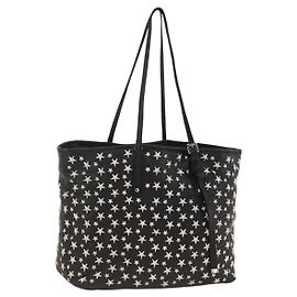 Borsa Tote Jimmy Choo in pelle nera argento Auth BA11590