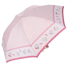 CELINE Macadam Canvas Folding Umbrella Nylon Pink Auth YKZ608A - Céline