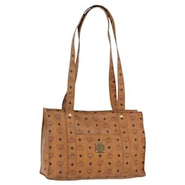 Borsa Tote Vicetos Logogram MCM in pelle PVC marrone e oro Auth gh1947