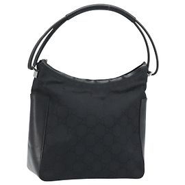 Borsa a Spalla GG Canvas Gucci Nera Argento 001 3766 Auth YKZ177A
