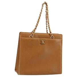 Borsa Tote CHANEL in pelle caviar, oro, marrone, CC Auth gh1738