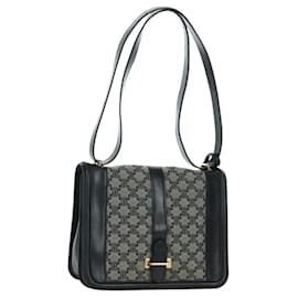 Borsa a Spalla in Tela Macadam CELINE Nero Oro Auth YKZ208V - Céline