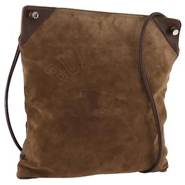 Borsa a Spalla Burberry in Pelle Scamosciata Marrone Argento Autentica mr2170