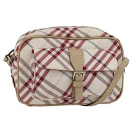 Borsa Burberry Nova Check Blue Label in tela e pelle bianca argento autentica hk3641A
