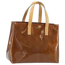 LOUIS VUITTON Bolso de Mano Monogram Vernis Reade PM Bronce M91146 LV Auth ep13959