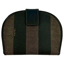 Fendi Pequin-Muster Streifen Logo Leder Bi-Fold Geldbörse