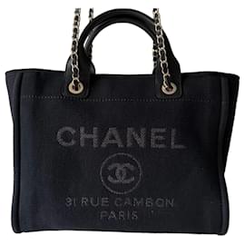 Borsa Deauville Chanel Nera in Tela