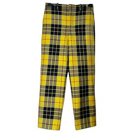 Balenciaga Wollhose im gelb-schwarzen Tartan Karomuster