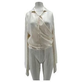 Autre Marque Camisa MANURÍ de seda blanca forma de corazón