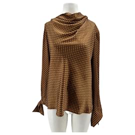 Autre Marque Top marrón con lunares beige