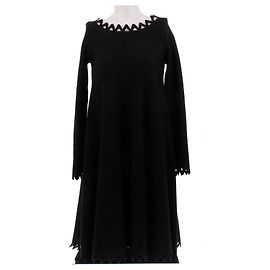 Alaïa Schwarzes Wollkleid mit langen Ärmeln